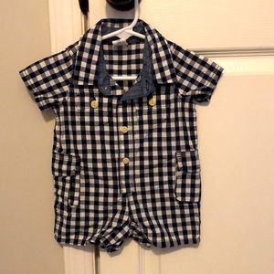 Baby Gap blue and white check outfit.